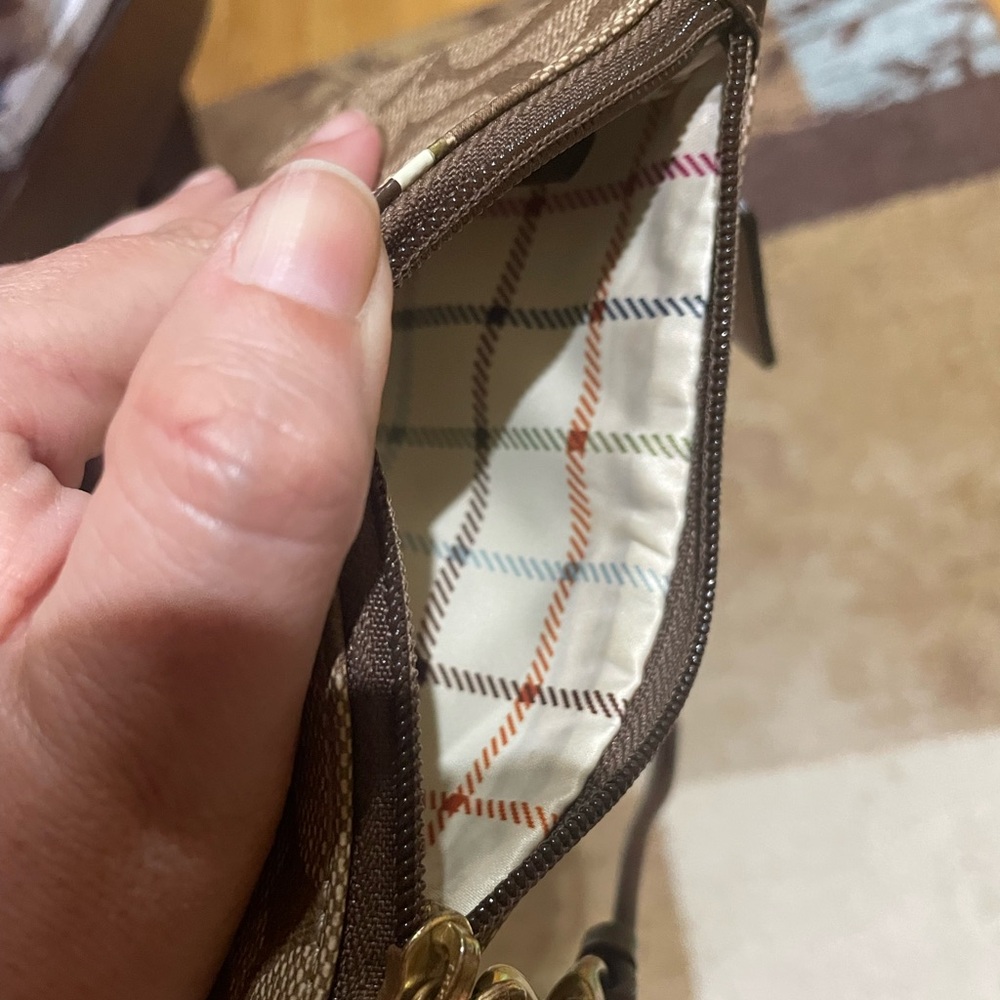 Coach Signature Brown Wristlet with Gold Logo - Picture 4 of 4